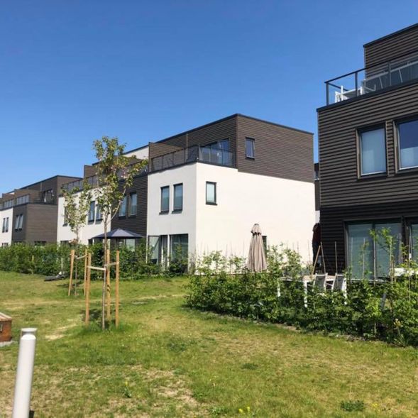 Rekke hus i et boligområde som Oslo Byggrehab AS har jobbet med